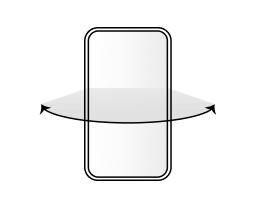 A double-headed arrow is drawn in front of the smartphone screen, indicating the wide viewing angle feature.