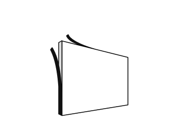 왼쪽에서 바라보는 듯한 비스듬한 직사각형의 왼쪽 위 모서리를 기준으로 양 사이드가 마치 벗겨지는 듯 검정색 굵은 선으로 표현되어 있고, 이것은 좁은 베젤을 나타낸다.