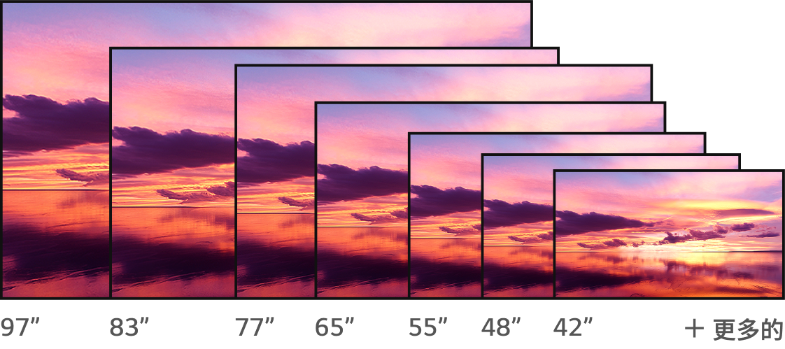 The 4k display, which shows the bright red sunset, spreads from left to right and becomes smaller by Inch.