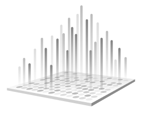 Several lights are coming up from chips consisting of countless dots in a square. This indicates META Multi Booster, a smart algorithm according to the image scene.