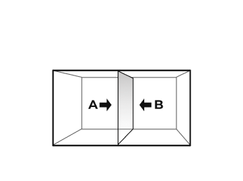 The illustration of transparent OLED being between space A and B, indicating creation of new spaces.